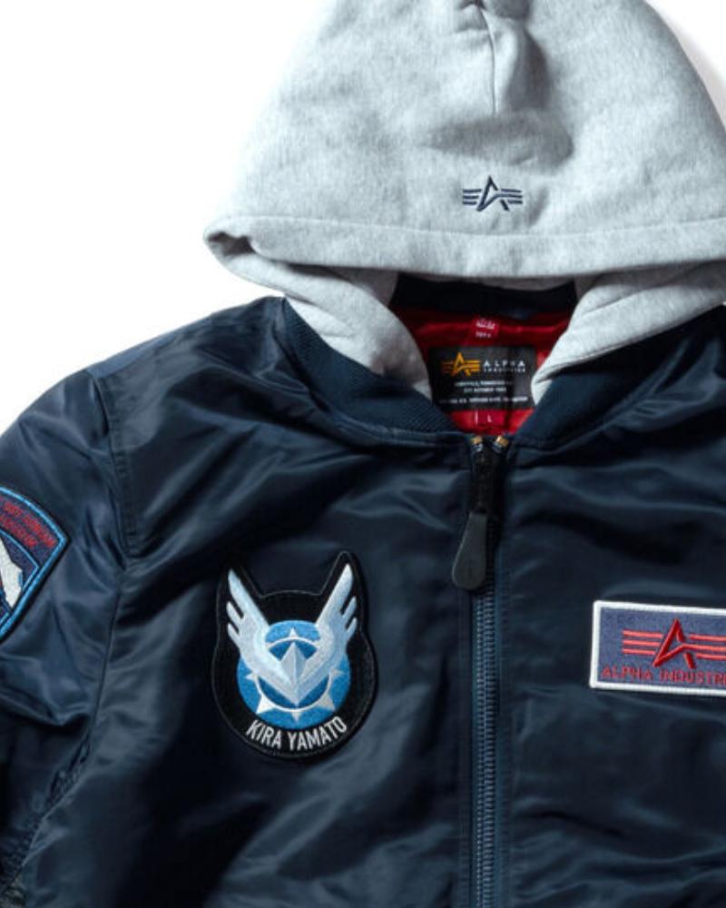 STRICT-G x ALPHA Mobile Suit Gundam SEED FREEDOM Black MA-1 Jacket