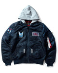 STRICT-G x ALPHA Mobile Suit Gundam SEED FREEDOM Black MA-1 Jacket