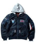 STRICT-G x ALPHA Mobile Suit Gundam SEED FREEDOM Black MA-1 Jacket