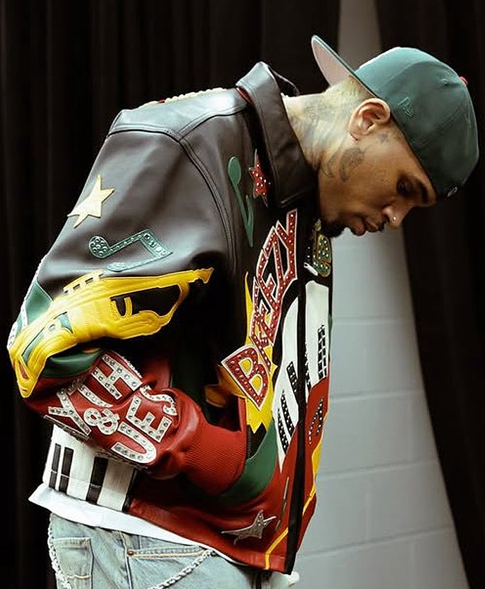Chris Brown R&B Tour 2026 Leather Bomber Jacket