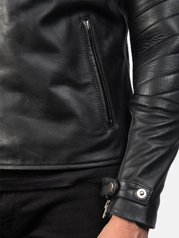 Raiden Black Leather Biker Jacket