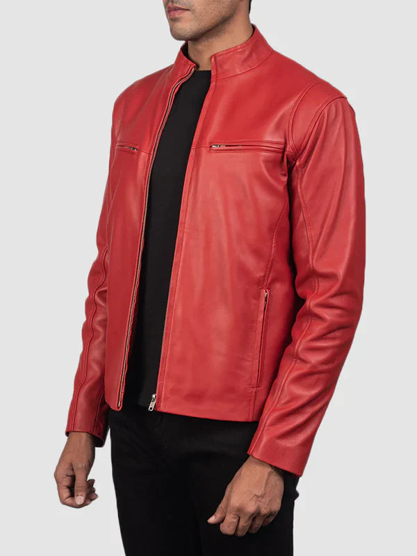 Red Leather Biker Jacket Mens Buy