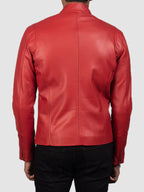 Red Leather Biker Jacket Mens On Sale