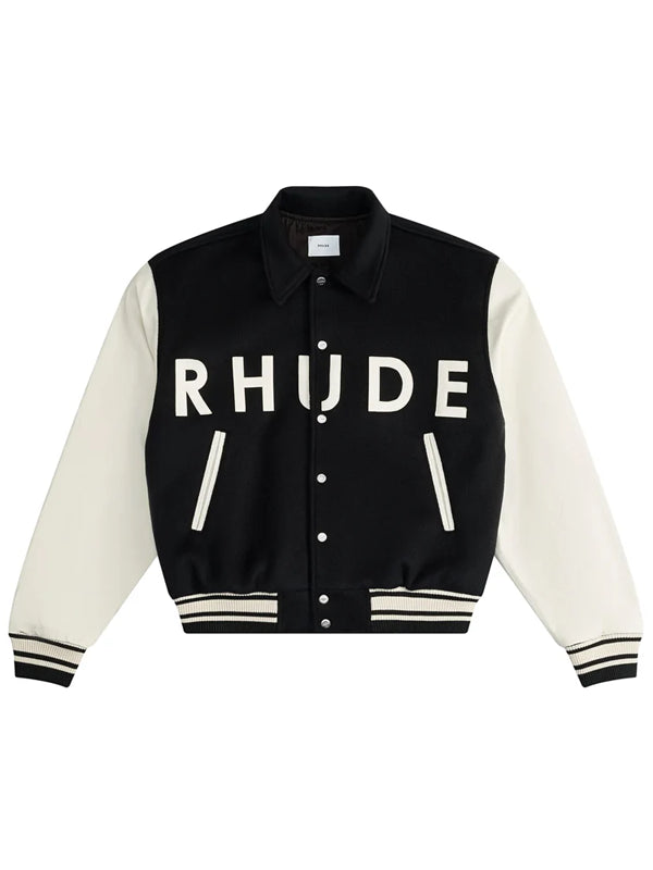 Rhude-Varsity-Jacket-Black-And-Cream