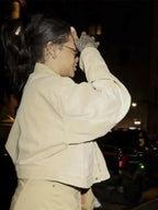 Rihanna NY Cropped Tan Jacket