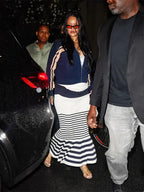 Rihanna Nyc Navy Miu Miu Crocheted Cropped Track Jacket