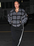 Rihanna Nyc Navy Miu Miu Crocheted Cropped Track Jacket