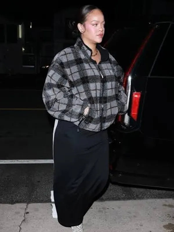 Rihanna Nyc Navy Miu Miu Crocheted Cropped Track Jacket