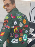 Robert Downey Jr. Green Patchwork Jacket