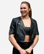 UFC 2026 Ronda Rousey Cropped Leather Jacket