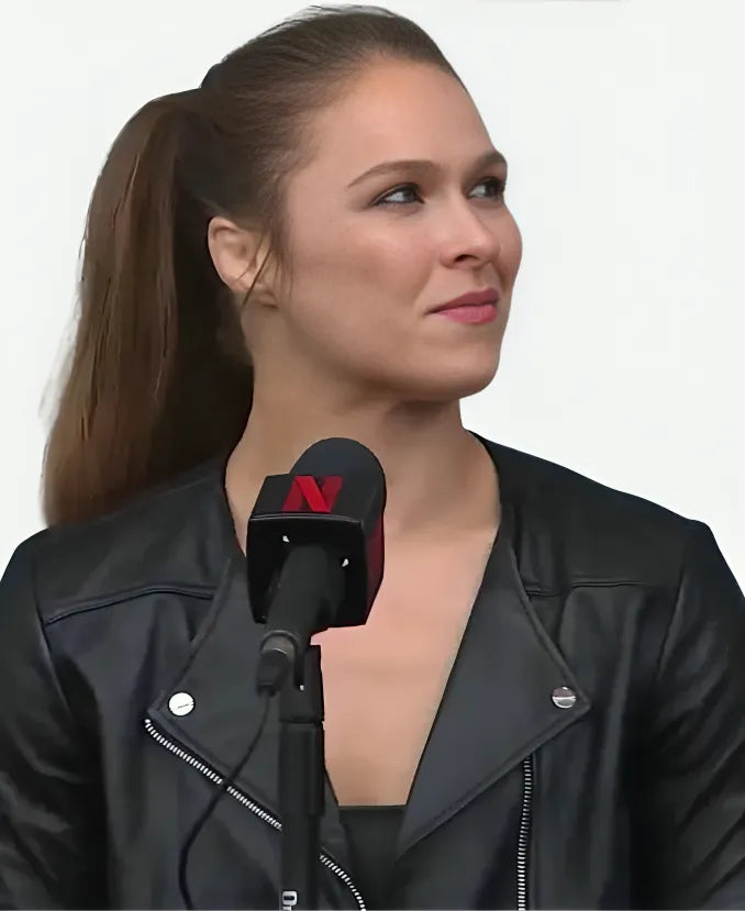 UFC 2026 Ronda Rousey Cropped Leather Jacket