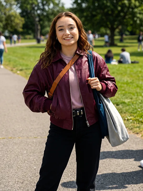 Ruby Stokes Below TV Series 2026 Burgundy Leather Jacket