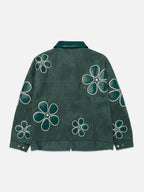 Ryoko Rain Green Floral Suede Work Jacket