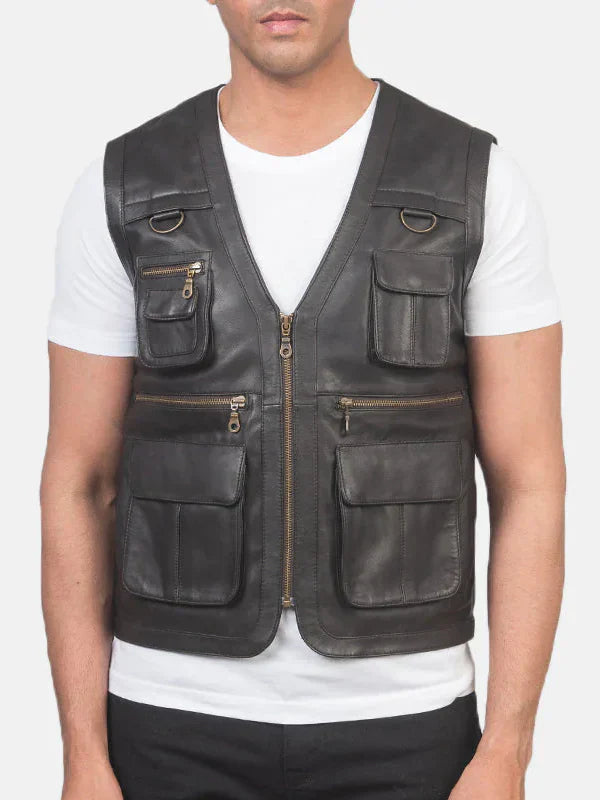 Safari Brown Leather Vest