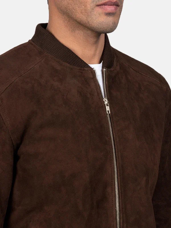 Sale Brown Suede Bomber Jacket Mens