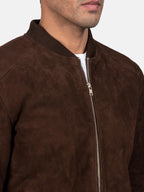 Sale Brown Suede Bomber Jacket Mens