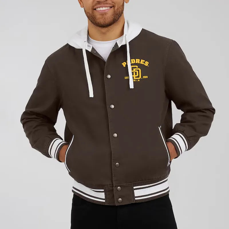 San Diego Padres Brown Cotton Hooded Jacket For Men