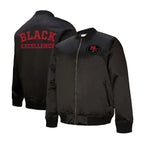 San Francisco 49ers Excellence Black Full-Zip Satin Jacket For men