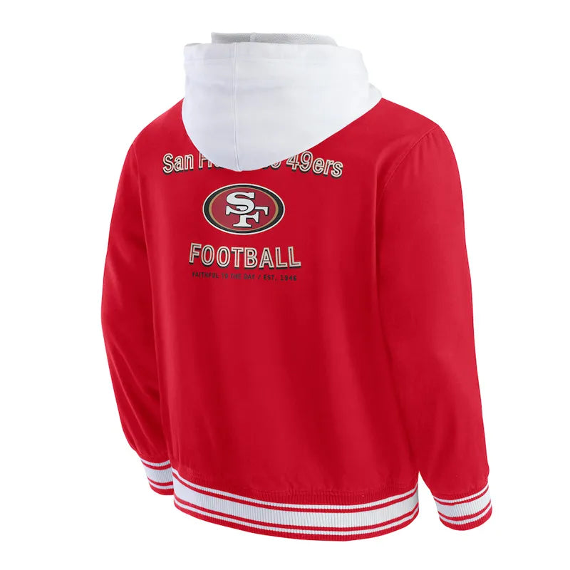 San Francisco 49ers Scarlet Cotton Hooded Jacket For Sale