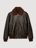 Sandro Leather Jacket With Fur Collar