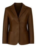 Scream-7-Isabel-May-Brown-Leather-Blazer-FrontView