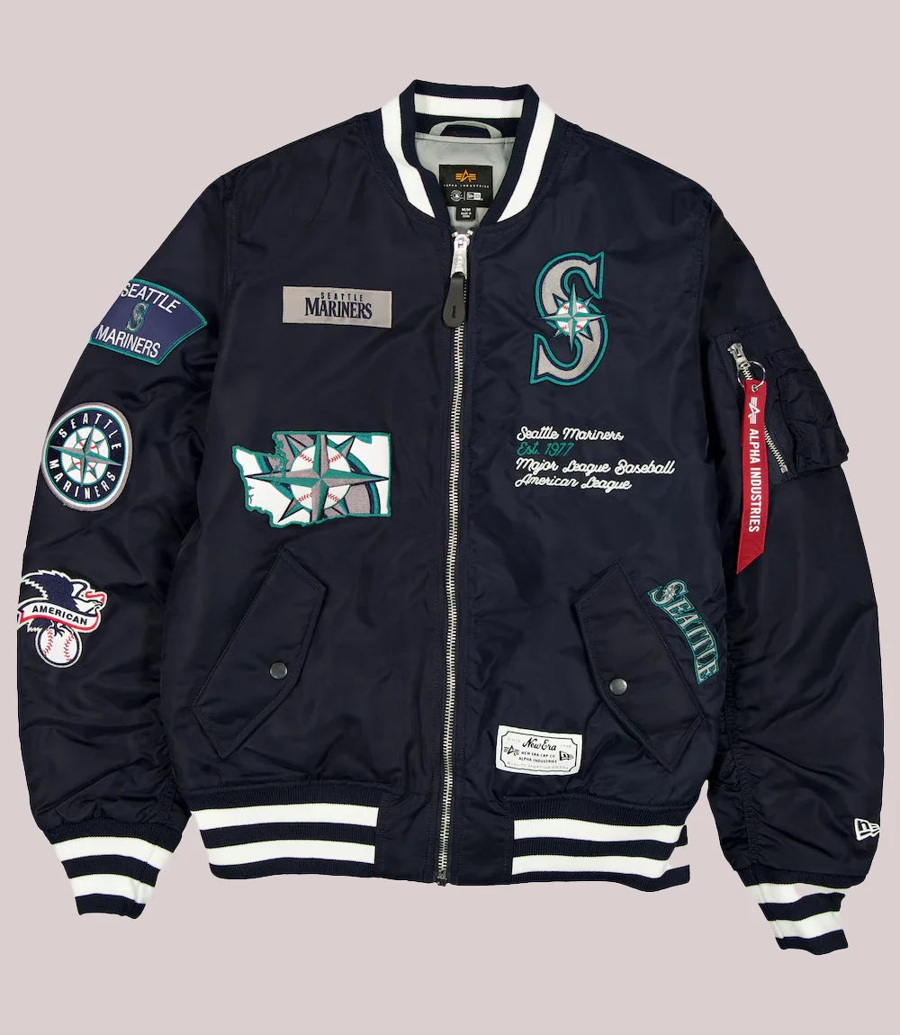 Seattle-Mariners-Leonard-Williams-New-Era-x-Alpha-Industries-Opening-Day-Navy-Bomber-Jacket