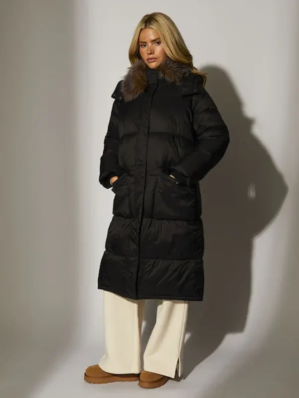 Secret Lives of Gypsy Wives Tina Temple Black Padded Fur Coat