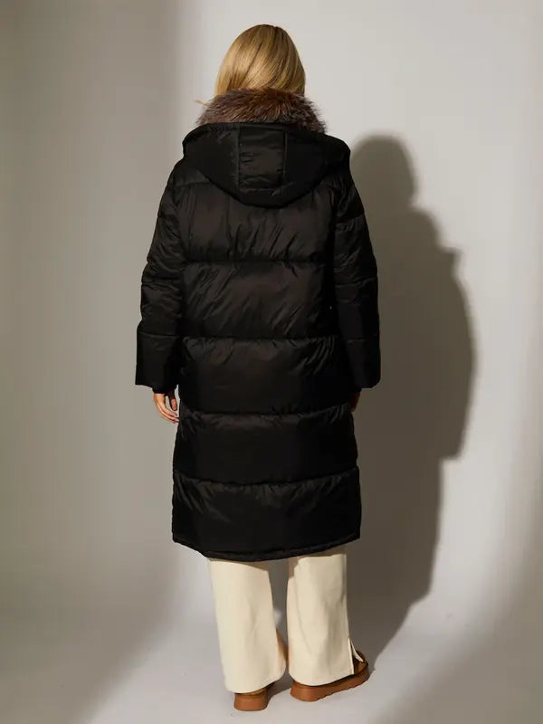 Secret Lives of Gypsy Wives Tina Temple Black Padded Fur Coat