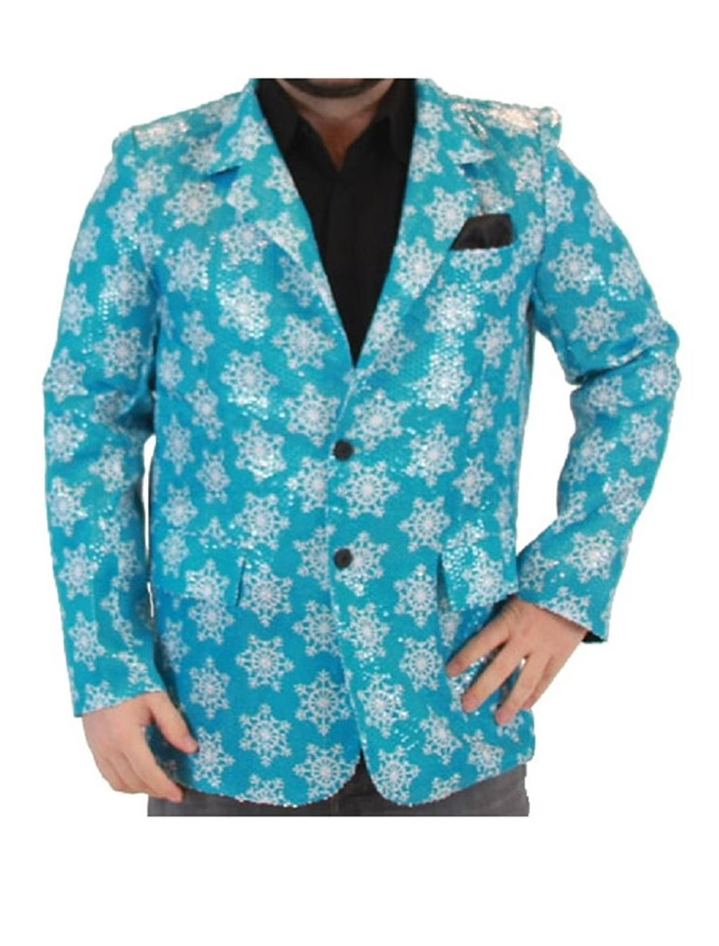 Sequin Snowflakes Blue Ugly Christmas Suit Jacket