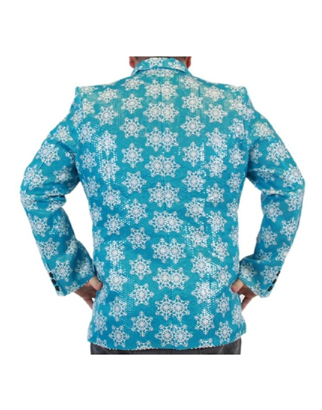 Sequin Snowflakes Blue Ugly Christmas Suit Jacket