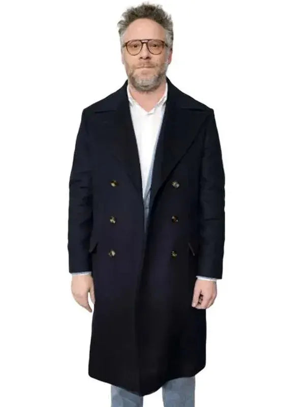 Seth Rogen The Invite 2026 Black Wool Coat