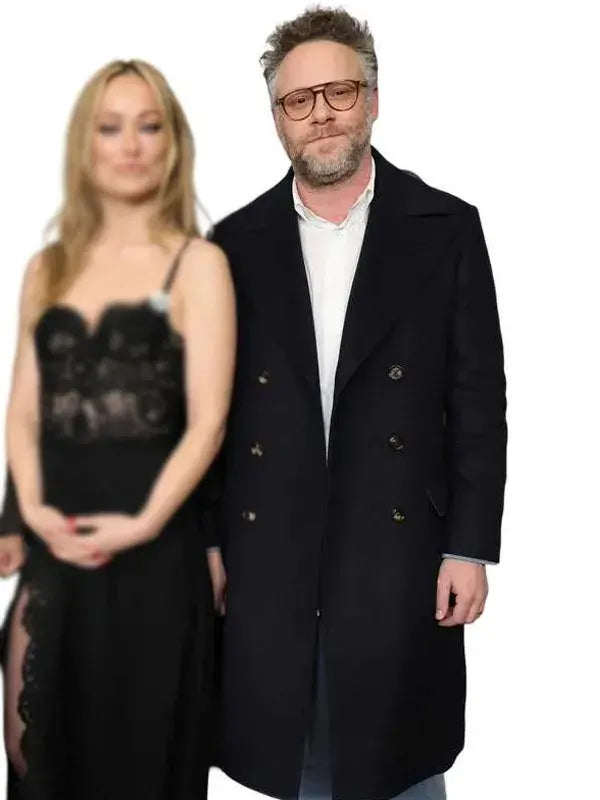 Seth Rogen The Invite 2026 Black Wool Coat