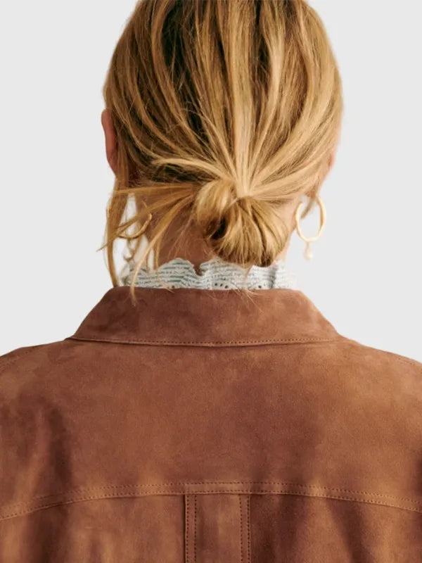 Sezane Suede Jacket Womens