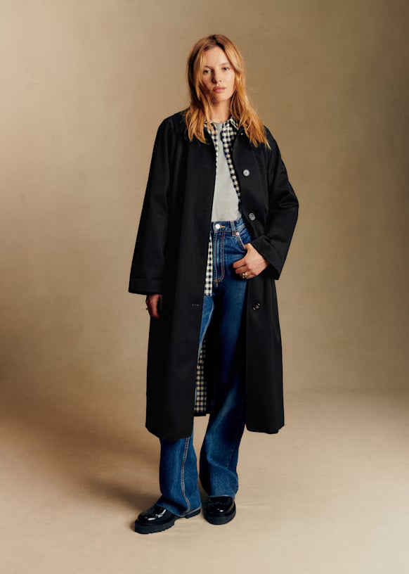 Sezane black cropped trench