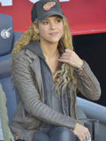 Shakira Brown Biker Leather Jacket