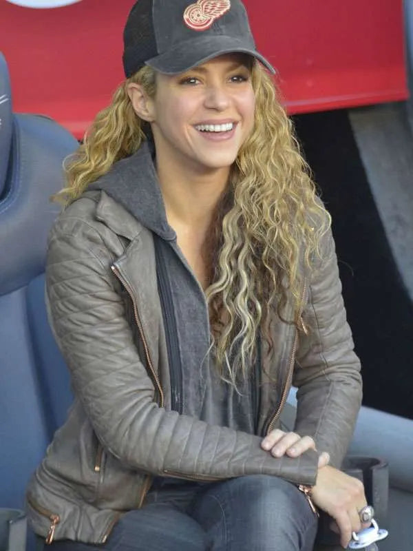 Shakira Brown Biker Leather Jacket