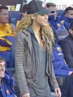 Shakira Brown Biker Leather Jacket