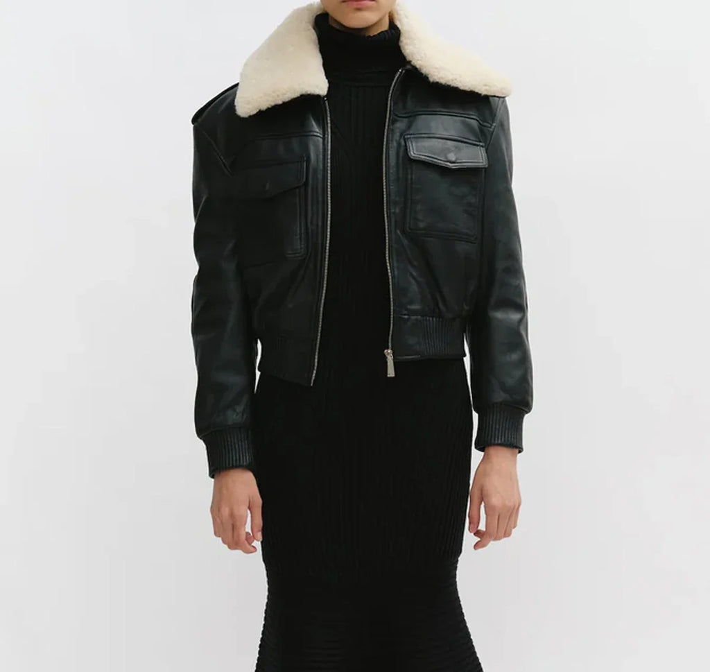 Shearling-Collar-Leather-Jacket