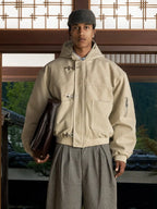 Shinzo-Shige-15oz-Beige-Canvas-Clasp-Bomber-Jacket