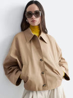 Jayme Heidenreich Women Beige Cotton Casual Jacket