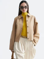 Jayme Heidenreich Women Beige Cotton Casual Jacket
