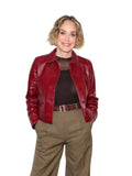 NYC 2026 Sharon Stone Red Leather Jacket