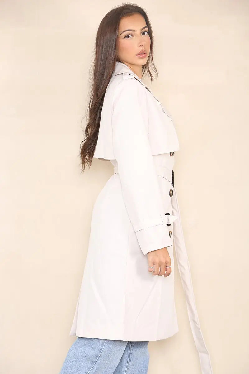 Sleek black short trench coat