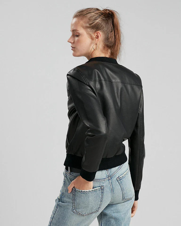 Leather Bomber Jacket Women