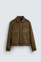 Soft faux suede jacket, classic fit