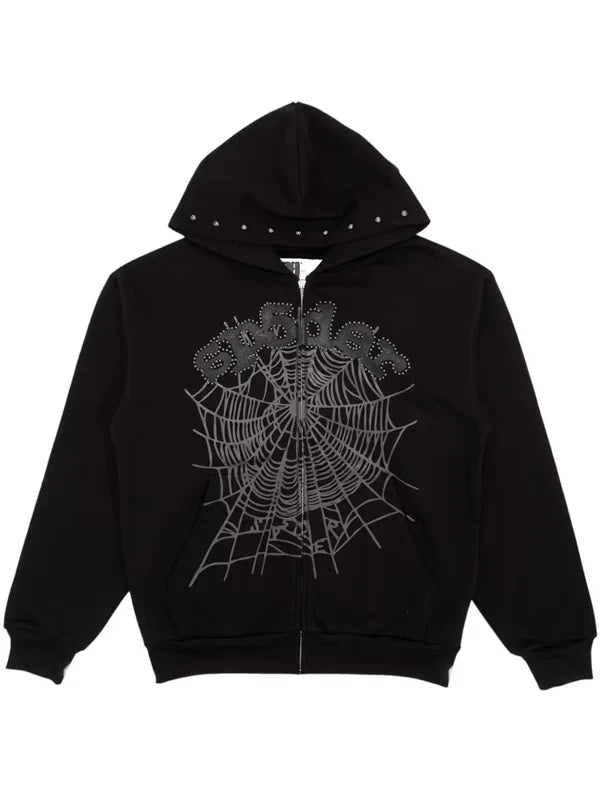 Sp5der-Og-Web-V2-Phantom-Zip-Up-Hoodie-Black