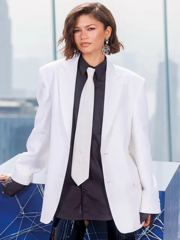 Spider Man New Day Nyc Zendaya White Blazer