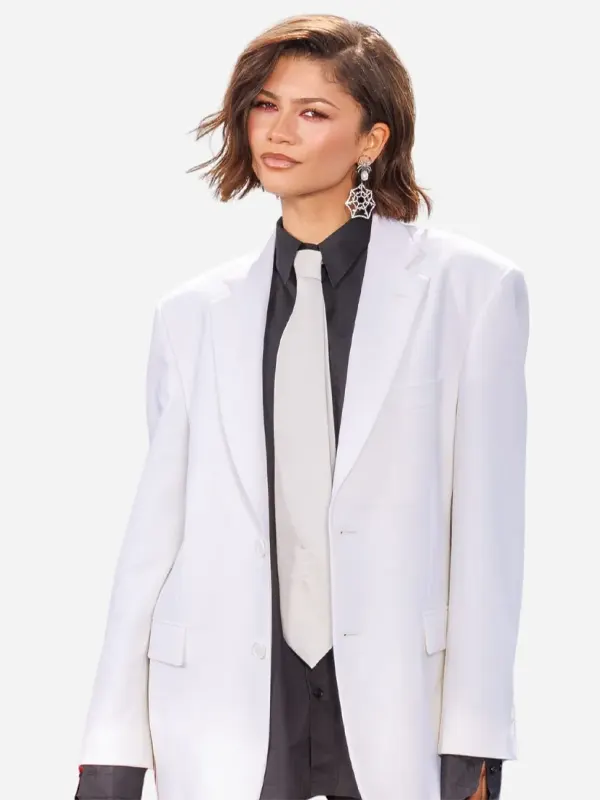 Spider Man New Day Nyc Zendaya White Blazer