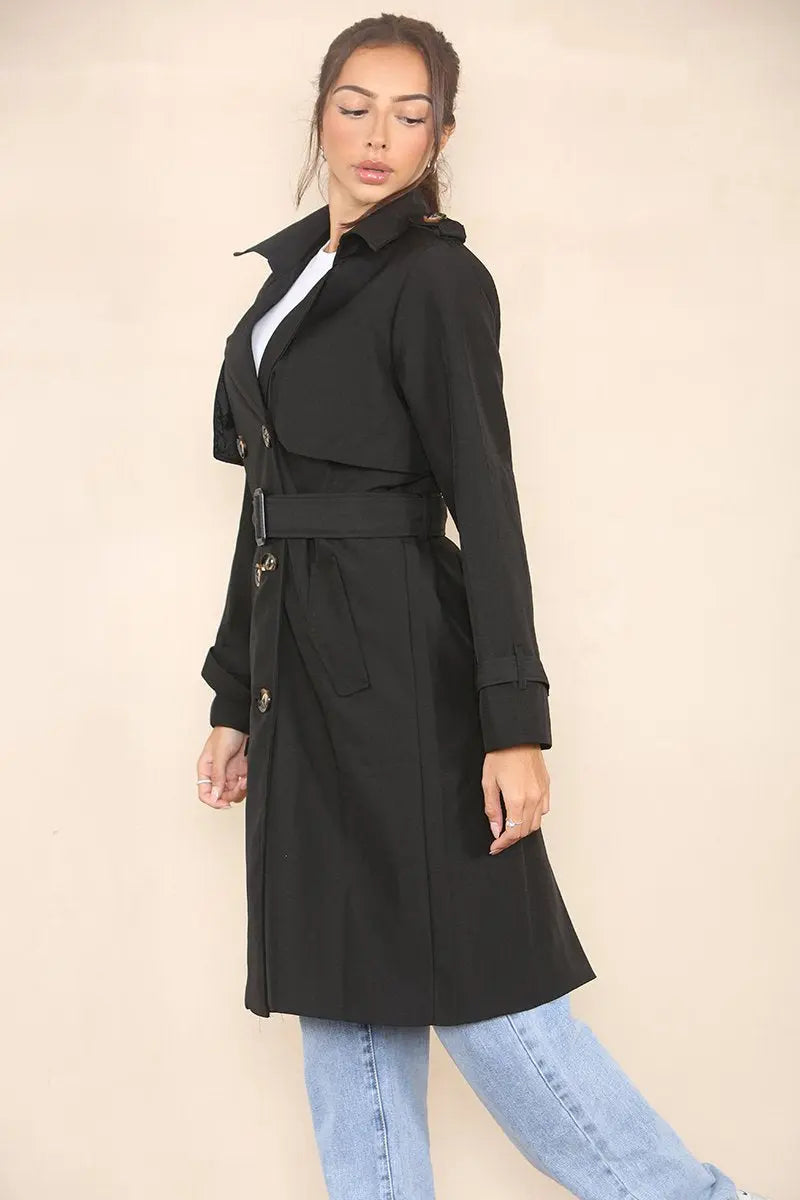 Streetwear black cropped trench