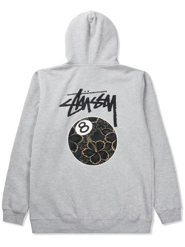 Stussy-8-Ball-Logo-Hoodie-Grey